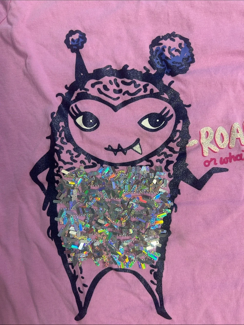 Gymboree Pink Girls Monster Sequin Long Sleeve Tee
